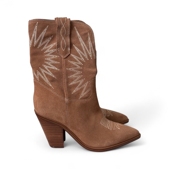 Marc Fisher Women's Rogers Leather Embroidered Cowboy Western Boot Brown Size 7M - Picture 7 of 11